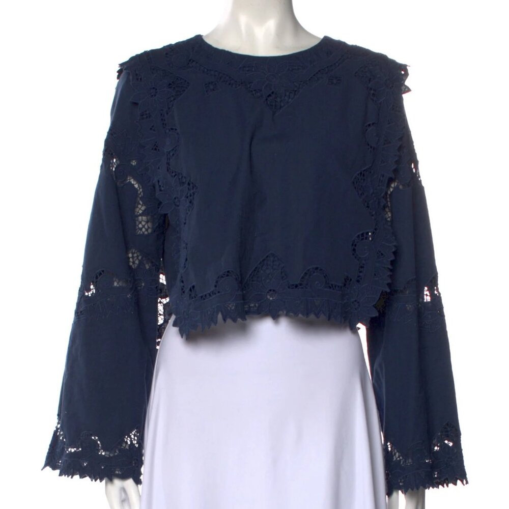 Sea New York Bateau Neckline Long Sleeve Crop Top - Size S